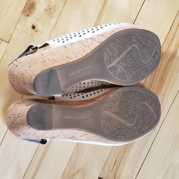 White Rockport Briah sling wedges, size 7.5 - Picture 5 of 7